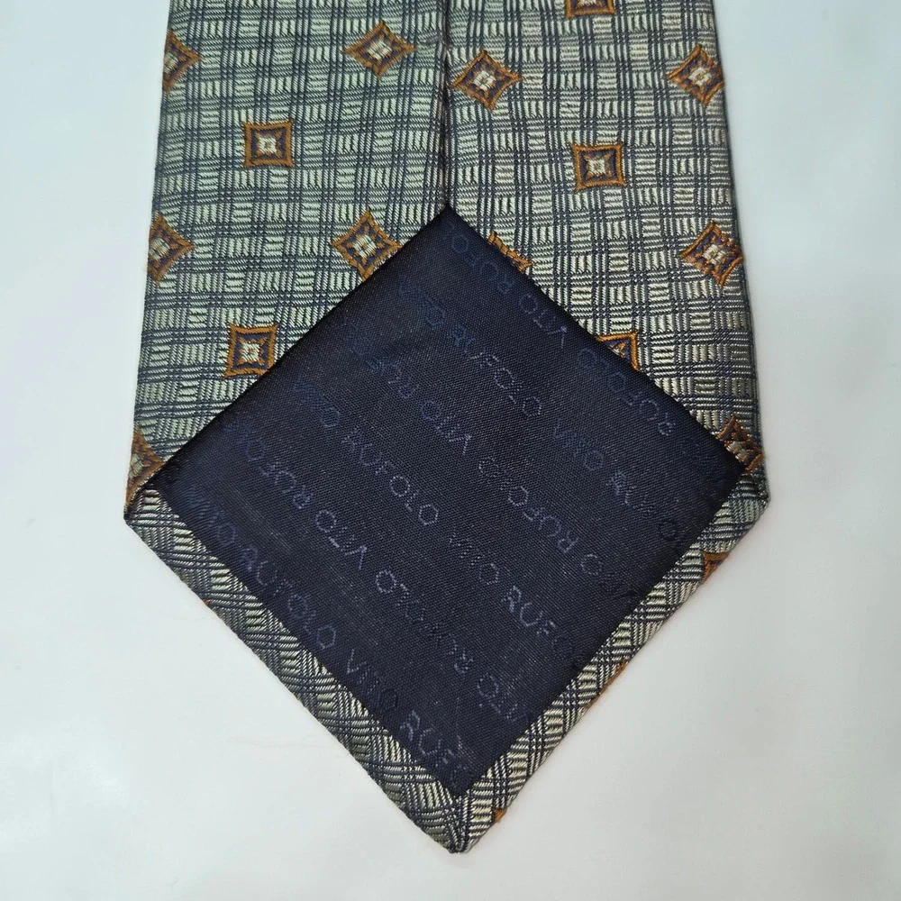 Vito Rufolo Mens Silk Geometric Pattern Tie Hand Made In Italy Designer‎ Necktie